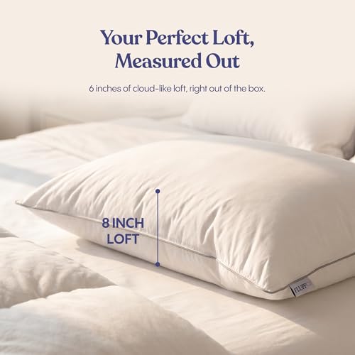FluffCo Down Alternative Bed Pillows - Standard/Queen Size, Soft (2 Pack)