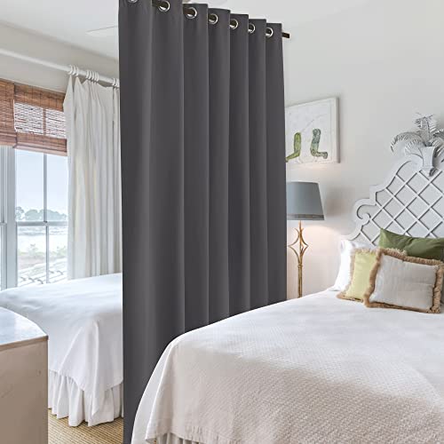 RYB HOME Blackout Room Divider Curtains Privacy Loft Screen Adjustable Ceiling to Floor Curtain & Drapes Partitions for Bedroom Dorm Doorway Bay Window, Wide 100 x Long 84, Grey, 1 Panel