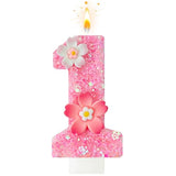 Pink Flower Birthday Candle,Number Birthday Candles for Cake, Ideal Birthday Parties Cake Decor, Wedding Anniversary and Other Celebrations (Number 1, Pink)