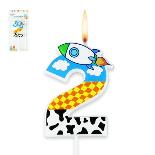 Cartoon Story Birthday Candles Blue Sky White Clouds Small Rocket Candle Holder Cartoon Themed Birthday Party Supplies (No.2)