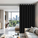 Joydeco Blackout Patio Sliding Door Curtains 84 Inches Long, Grommet Privacy Room Divider Curtains, Extra Wide Thermal Blackout Drapes for Bedroom Living Room (Black, 100Wx84L, 1 Panel)
