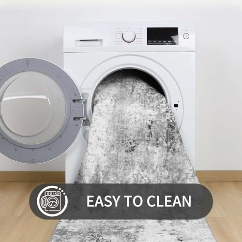 Entrance Rugs Indoor 2x3 Grey Entry Rug Washable Abstract Small Area Rug Non-Slip Low Pile Throw Rugs for Entryway, Kitchen Floor, Front Door Indoor Door Mat, Bathroom, Bedroom Bedside