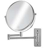 8 inch Wall Mounted Makeup Mirror, 1X/10X Magnifying Double-Sided Wall Mount Shaving Mirror (Close-Up 10X) with Extendable Arm, 360° Swivel for Bathroom Vanity, Chrome (No Light)