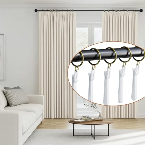 1.25 Inch Curtain Rings with Hooks, 24 Pack Bronze Metal Drapery Rings with Pins Fits Up to 1" Curtain Rods