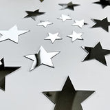 40Pcs Silver Stars Acrylic Mirror Wall Stickers with Adhesive Art Decal Satin Paper Baby Kids Bedroom Home DIY Decor Removable Stickers (Silver Stars)