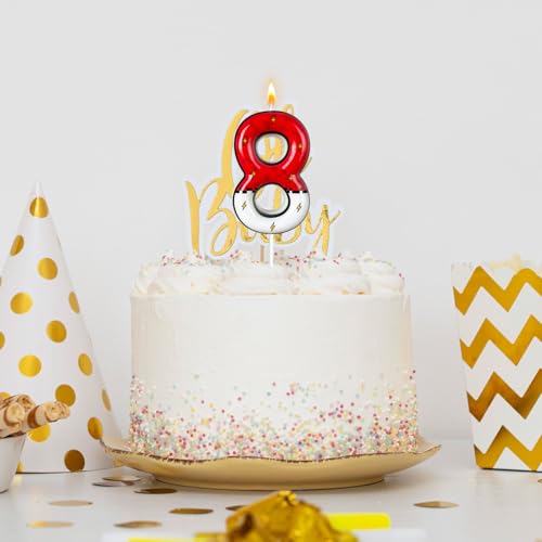 Cartoon White and red Lightning Cake Candle Digital Anime Cartoon Birthday Candle Cake Decoration Animation Birthday Decoration Party Supplies(8)