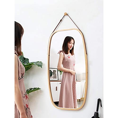 Freestanding Bathroom Mirror Wall Mirror for Bedroom Full Length Full Length Tall Mirror 29″/39″ Rectangular Floor Standing Makeup Dressing Mirror with Adjustable Pu Leather Strap Frame 43×74