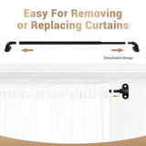 1 Pack French Door Curtain Rod Adjustable 18-30 Inch, 3/8 In. Diameter, Cafe Curtain Rod, Sash Curtain Rods for Door Window (Black)