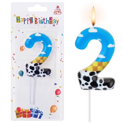 Threlaco Toy Inspire Game Birthday Number Candle for Kids Toy Cartoon Cake Topper Decorations Cartoon Party Supplies for Boy Girl Birthday Celebrations(Number 2)