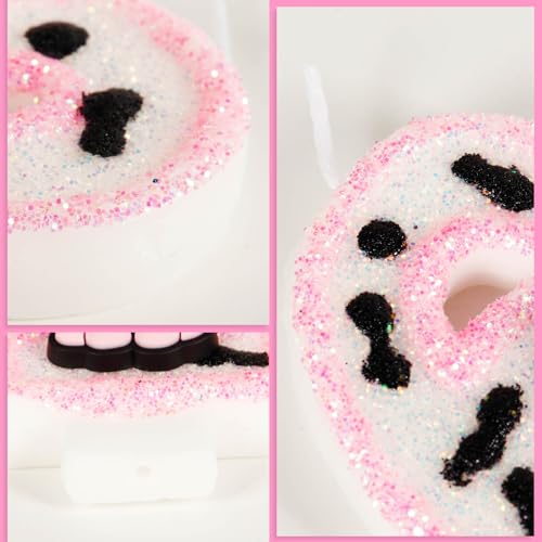Pink Cow Glitter Birthday Candles Number 1 Birthday Decorations, Holy Cow Im One Birthday Decorations, Number 1 Candle for Cake, Cowgirl Theme Number Candle for Girls First 1st Birthday Party Décor