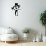 Black Jesus Wall Cross Decor Metal Crucifix Wall Hanging Wall Sculpture for Living Room Home Office Thankful Religious Gifts Grateful Blessed Christian Gifts for Women Special Mother's Day Gift Home Decor Entry Way(Size:12.59 * 9.84in)
