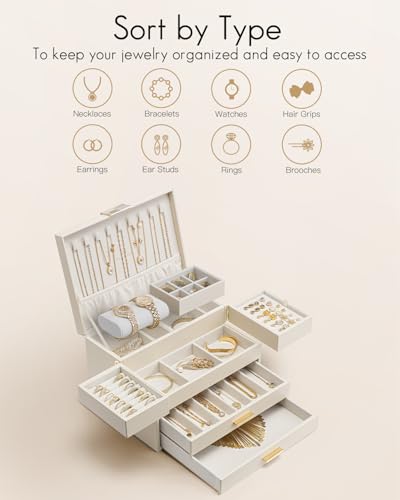 VLANDO 4 Layers Jewelry Box - Women Jewelry Box with Retractable Tray - Jewelry Organizer wit – lifestyle view