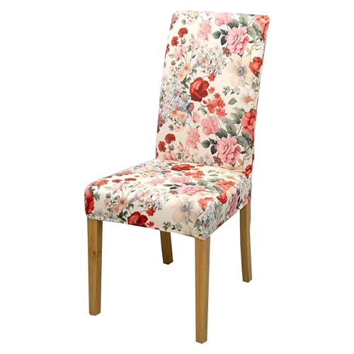 Chair Covers for Dining Chairs Set of 4, Stretchy Soft Parson Chair Covers Removable Washable Kitchen Dining Room Chair Slipcovers with Elastic for Universal Fit (Bloom Splendor)
