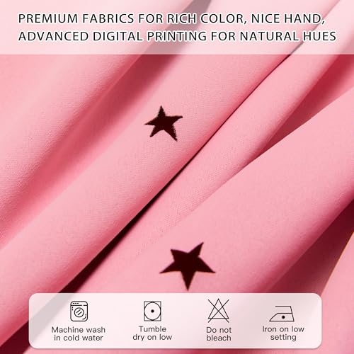 XiDi Pink Curtains for Bedroom Decor, Baby Pink Kids Blackout Curtains for Girls Room, Princess Unicorn Wall Decor Set of 1 Panel, 34x63 Inches