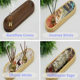 Bless-International Traditional-Handmade-Tray-Burner Wooden-Trat-Incense-Stick-Holder Ash-Catcher-Stand for-Aromatherapy-Meditation-Yoga (11x4x1.22 Inches)