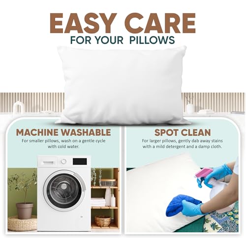 Pillowflex Synthetic Down Sleeping Pillows - Queen Size - Medium Firmness for Back, Side & Stomach Sleepers - Ideal for Queen Size Beds - Comfortable Pillow for Sleeping