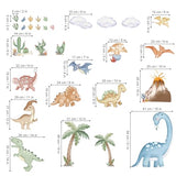 wondever Large Boho Dinosaur Wall Stickers Watercolor Dino Tropical Plants Volcano Peel and Stick Wall Art Decals for Baby Nursery Kids Bedroom Playroom