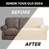 PrinceDeco Stretch Loveseat Sofa Cover Bundle T Cushion Loveseat Slipcover, Natural