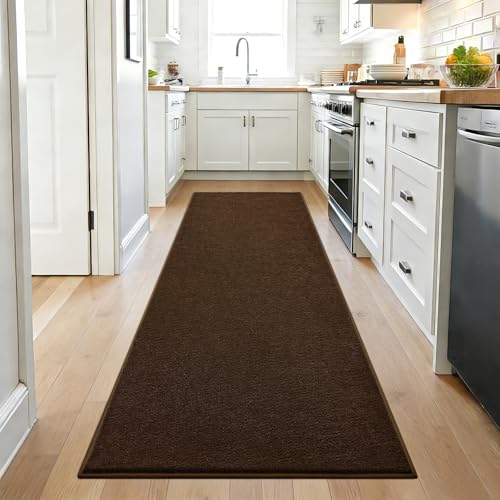 ISEAU 2x8 Soft Runner Rug for Hallway, Washable and Non-Slip, Brown