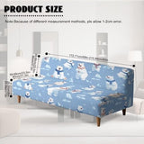 Polar Bear Print White Blue Dustproof Futon Covers, Cozy Sofa Bed Slipcovers, Mattress Cover for Futon Sofa Bed, Armless Sofa Cover with Elastic Bottom for Pets, Dogs