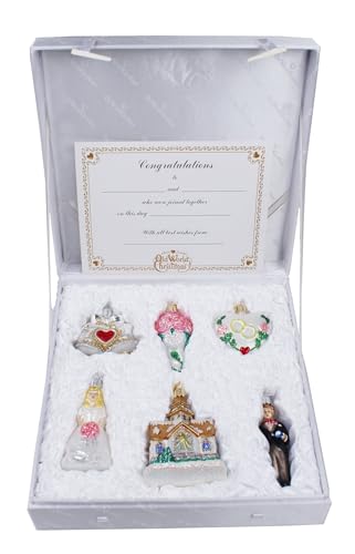 Wedding Collection Set of 6 Glass Old World Christmas Ornament 14011