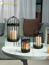 NUPTIO Black Decorative Bird Cage, Birdcage Lantern for Pillar Candles