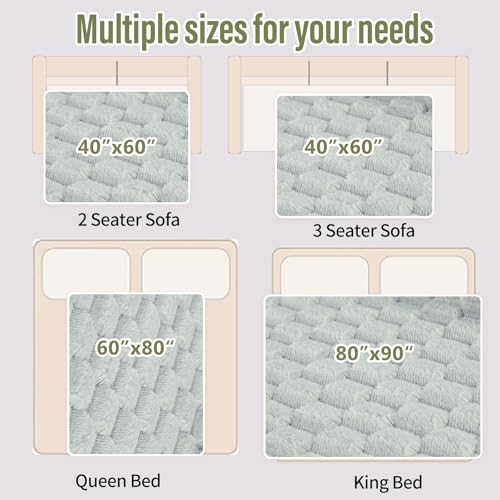 Ahinahwap Water Resistant Blanket for Bed Couch Sofa, Cat/Dog Blanket Waterproof Washable, Small Cozy Reversible Furniture Protector, Leakproof Throw (40"x60", Glacier Gray/Cloud Gray)