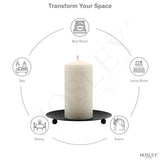 Hosley Black Iron Pillar Candle Holder Plates – 7-Inch Decorative Round Trays for Pillar Candles – Ideal for Weddings, Special Occasions, Home Décor, and Pedestal Displays
