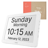Robin Day Clock 2026 for Seniors, 12" Large Digital Calendar Dementia Clock with Talking Function, Alarms, Easy-to-Read Display for Elderly, Day Date Time, Medication Reminder, DST, White
