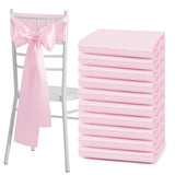 50 Pcs Pink Satin Chair Sashes Bows Universal Chair Cover for Wedding Reception Events Banquets Party, Hotel Event Decorations, 6 x 108 inch