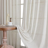 CUCRAF Natural Off White Linen Non See Through Semi Sheer Privacy Curtains 84 Inches, Light Filtering Curtain for Bedroom Living Room, 2 Panels Set Rod Pocket & Back Tab Window Drapes (52 x 84 Inch)