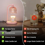 Pink Candle Warmer Lamp with Timer and Dimmer,Gifts for Mom/Wife, Melt Wax Warmer Lamp with 2 Bulbs for Candle Jars House Warming New Home Decor
