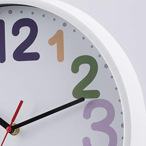 Wall Clock 12 Inch Silent Non Ticking Battery Operated Time Teaching Quartz Home Colorful Read Learn Time Perfect for Teacher's Classrooms and Kid's Bedrooms