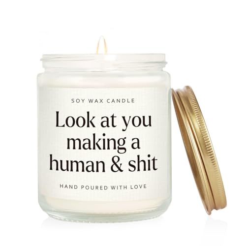 Funny New Mom Gifts, Handmade Scented Lavender Candle for New Mom After Birth, Postpartum Gift for Moms, First Time Moms Mothers Day Gift, Soy Wax Candle, 7 Oz