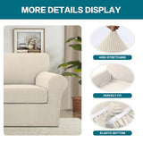 Turquoize 2 Piece Chair Covers for Living Room Armchair Couch Cover with Individual Cushion Covers Furniture Cover for Chairs (Chair,BiscottiBeige)