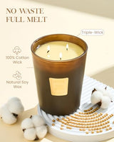 M&SENSE Fudgy Cocoa Brownie Soy Candle, 35oz 3-Wick, Sweet Party Gift