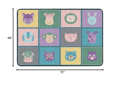 Flagship Carpets Animal Blocks Classroom Educational Area Rug for Kids and Teachers, Durable Quality for Schools, Preschool, Daycare, Learning Centers, and Home, 4' x 6' - Soft-Tone