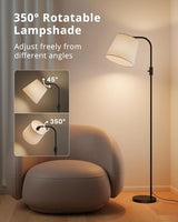 LED Arc Floor Lamp for Living Room, 65" with Magnetic Remote, RGB Color-Changing, 1600K Amber & 4000K Daylight, 0.1%-100% Dimmable, 1200lm, 350° Swivel Woven Linen Shade, Sofa & Reading Lamp