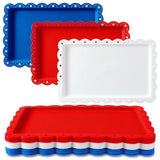 AnyDesign 12Pcs Patriotic Plastic Serving Tray Red Blue White Rectangle Serving Dish 4th of July Dessert Display Tray Platter with Wavy Edge for Independence Day 250th Anniversary Table Decor