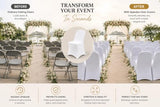 10 Pack White Spandex Folding Chair Covers, Stretch Polyester Slipcovers for Wedding, Party & Dining Chairs – Flat Front Design, Universal Fit