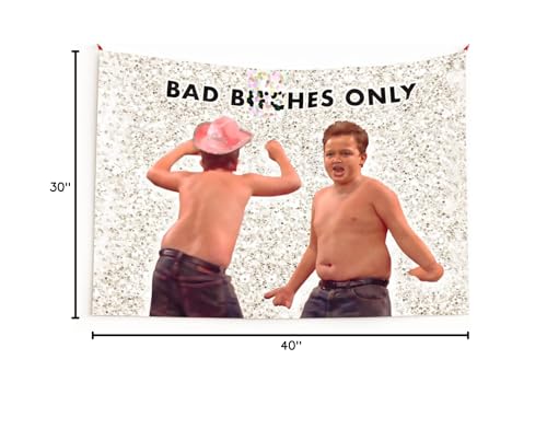 Gibby Bad Bitches Only Tapestry with Easy Hanging Kit, Funny Flag for College Dorm, Available In Sizes From 40" To 90", Skin-friendly Soft High-definition Meme Tapestry(Size:40"×30")
