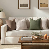 MIULEE Decorative Striped Throw Pillow Covers 18x18 in Natural Linen 2 Pack