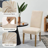 Velvet Dining Chair Covers,Dining Room Chair Covers Set of 6,Stretch Kitchen Chair Cover,Soft Washable Dining Chair Cover,Parsons Chair Slipcovers Protective,for Home,Restaurant,Banquet(Cream)