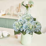 Leftover 4 Pcs Light Blue Hydrangea Artificial Flowers,21" Real Touch Faux Hydrangea Flowers and 3 PCS Butterflies for Hydrangea Decor,Floral Arrangements for Centerpiece Table Decorations,Home Decor