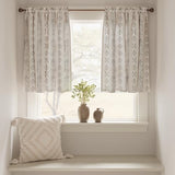jinchan Boho Kitchen Curtains Linen Tier Curtains 36 Inches Bohemian Cafe Small Drapes Striped Mudcloth Farmhouse for Bathroom RV Camper Light Filtering Rod Pocket 2 Panels Black on Beige