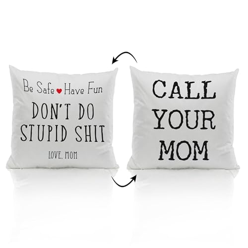 ZJSYXXU Call Your Mom Throw Pillow Covers 18x18 Inch, Funny College Dorm Decor Decorative Pillowcases Cushion Cover Decor for Couch Sofa Living Room, Graduation Gifts for Daughter Son