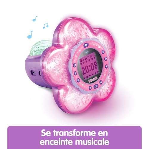 VTech - KidiMagic Galaxy Light Pink, 9 in 1 Children's Alarm Clock Radio with Light Effects, Projection of Aurora Borealis on the Ceiling, Speaker, Games, Gift for Children from 6 to 12 Years
