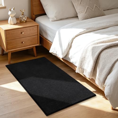 ISEAU 2x4 Soft Runner Rug for Hallway, Washable and Non-Slip, Black