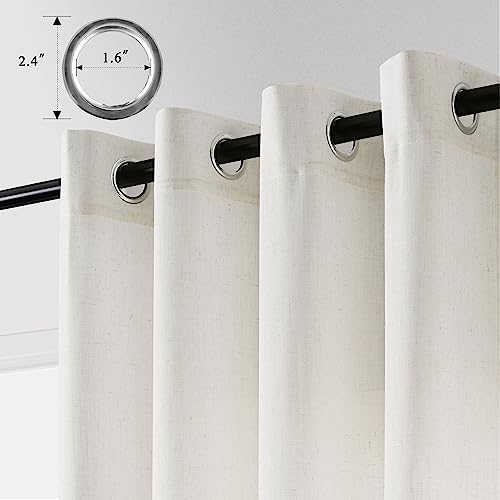 Aersas Natural Linen Curtains 84 Inches Long for Living Room Bedroom Neutral Boho Modern Grommet Privacy Light Filtering Semi Sheer Ivory Cream Off White Linen Drapes 84 Length 2 Panels Set