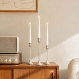 NLBTW Silver Candlestick Holders, Metal Taper Candle Holder, Set of 3